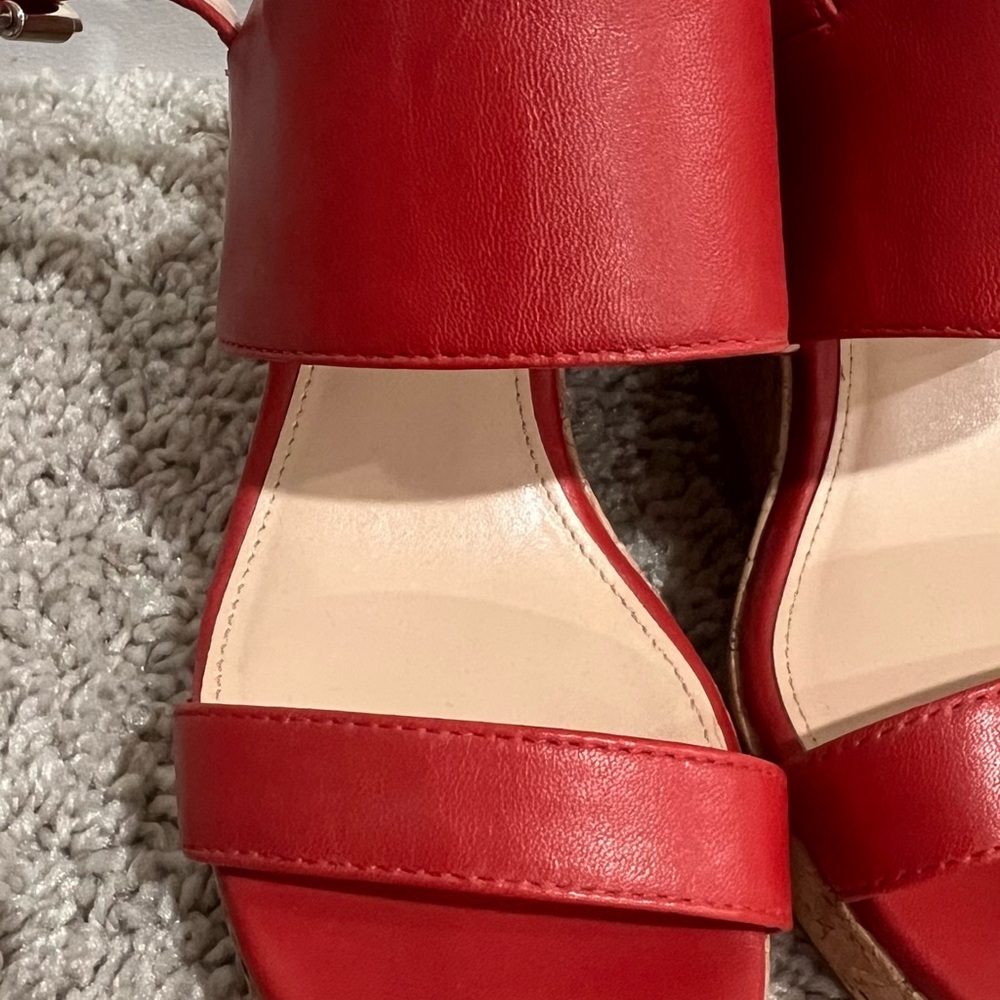 Vince Camuto Red Wedge Cork Sandals - Picture 4 of 11